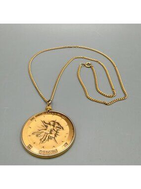 Vintage Bronze Zodiac Sign Medallion Gemini May 22- June 21 Astrology